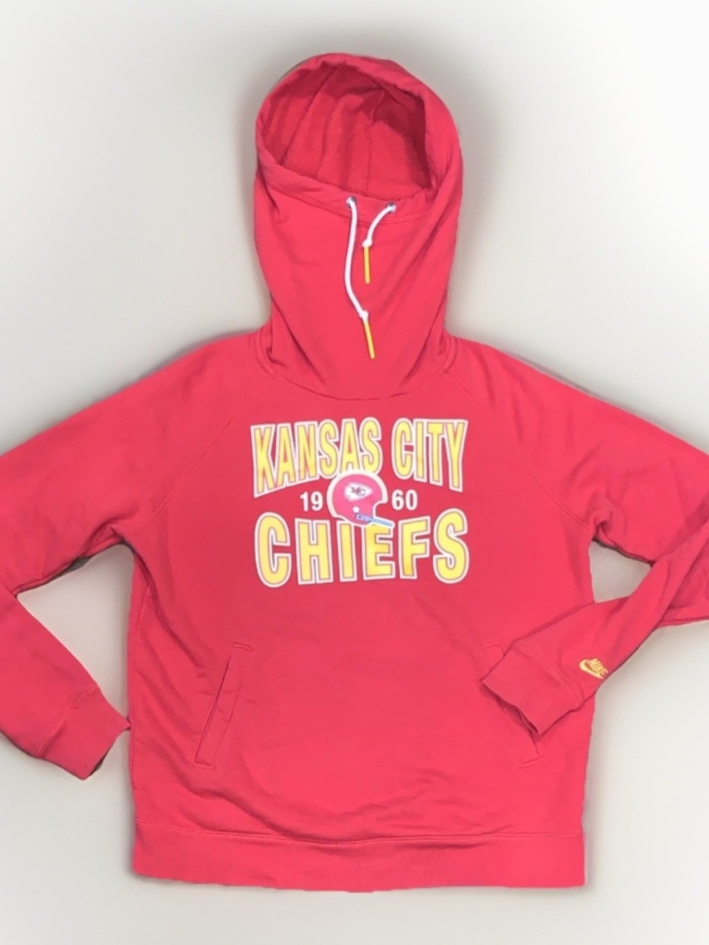 M Nike NFL Kansas City Chiefs Red Hood Sweatshirt Football Extend Long Hood 060